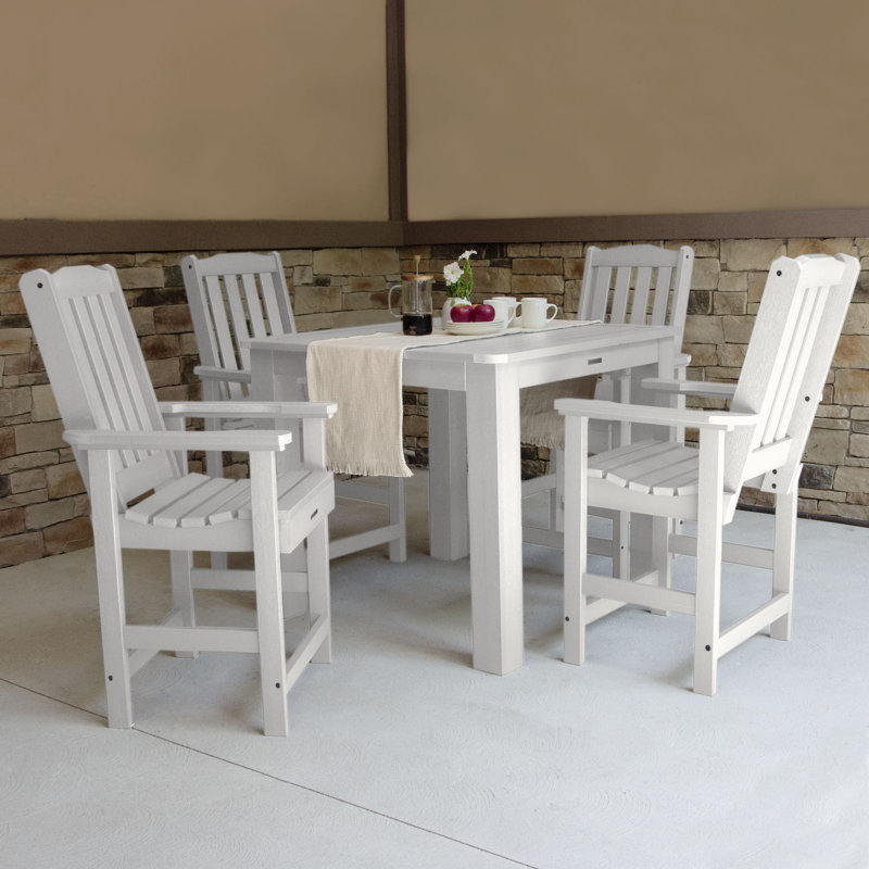 Arbnora 4-Person 42" Square, Counter-Height Outdoor Dining Set, White, 42 x 42 x 36
