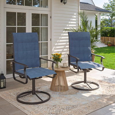 Padded 360° Swivel Outdoor Dining Chair, Thickened Cushioned Textilene Mesh Seat With Extra Comfort, High Back Support & 300 Lbs Capacity, UV & Water Resistant For Patio, Deck, Backyard