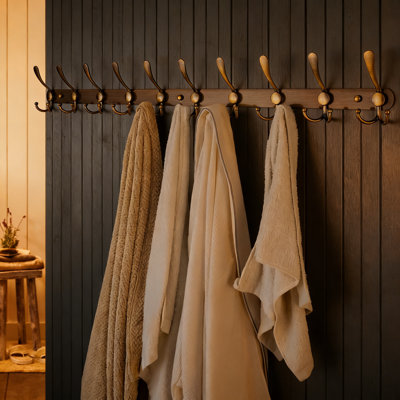 Bronze 10-Hook Heavy Duty Wall Mount Coat Rack, 38 Inch Long Rail For Entryway
