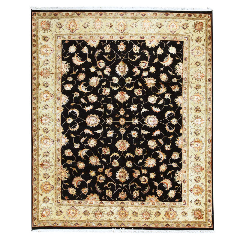 Tapis noir / or / beige noué à la main de haute qualité