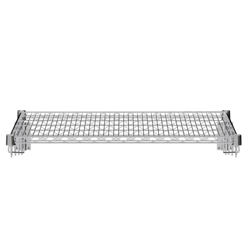 Chrome Wire Wall Mount Shelf, 8" H x 36" W x 24" D