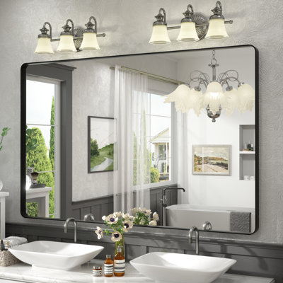 Aevar Tempered Glass and Aluminum Alloy Framed French Cleat Mounted Wall Mirror