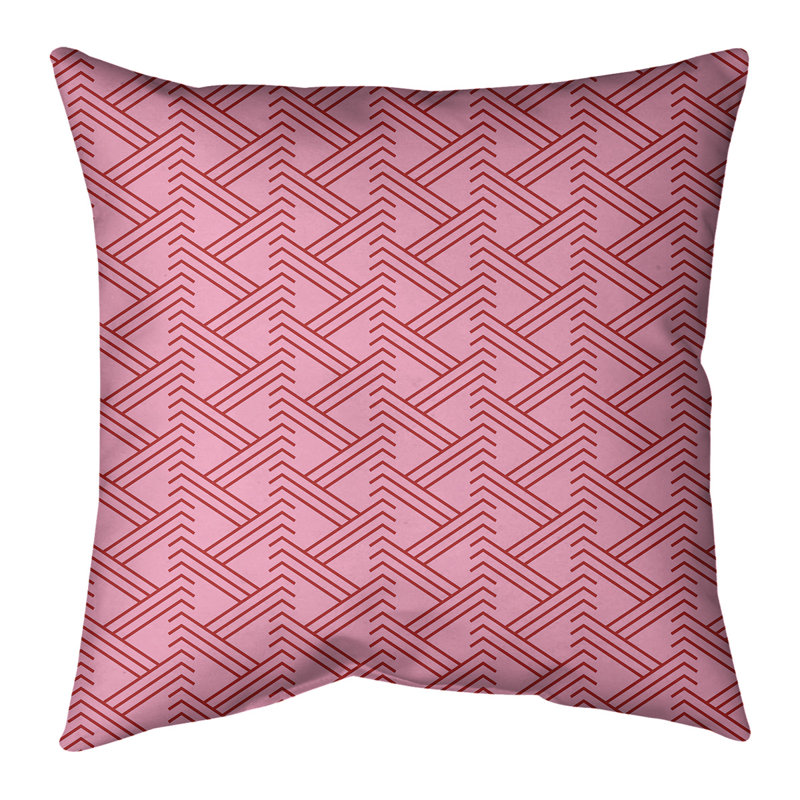 Coussin décoratif 14 po, 16 po x 1 po, Rose foncé / rouge foncé, Géométrique