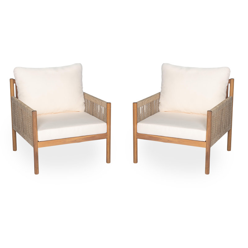 [Set of 2] Modern Outdoor Woven Lounge Chair