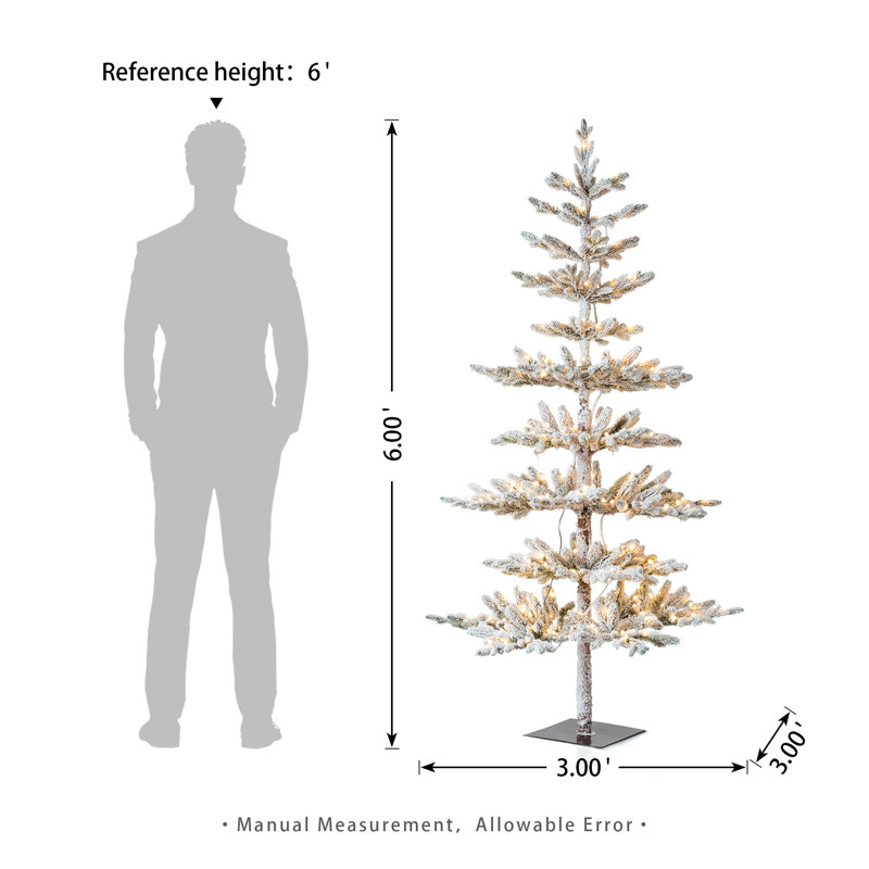 Johvan Slender Green Most Realistic Fir Christmas Tree with LED Lights, 6'