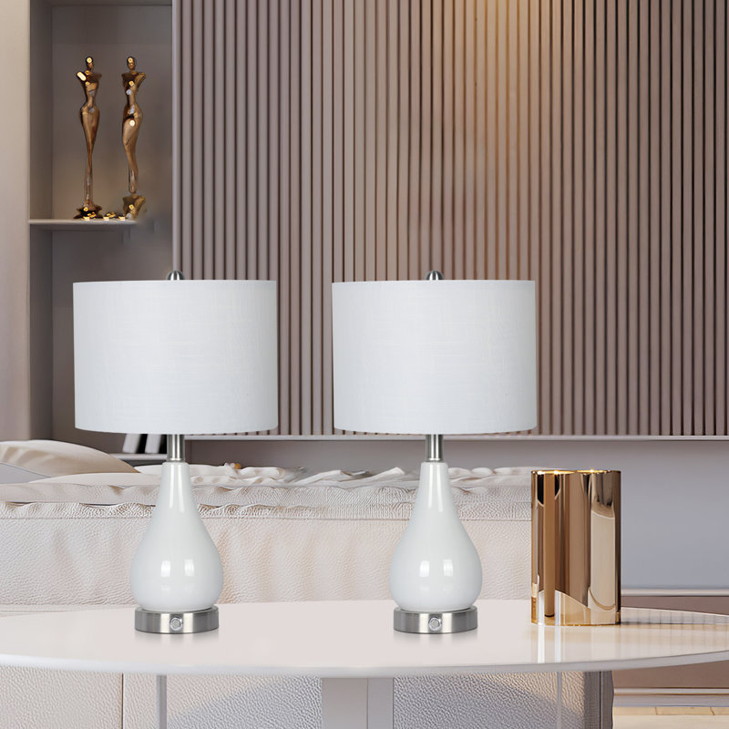 Alysiana Ceramic Touch Control Dimmable Table Lamp With USB