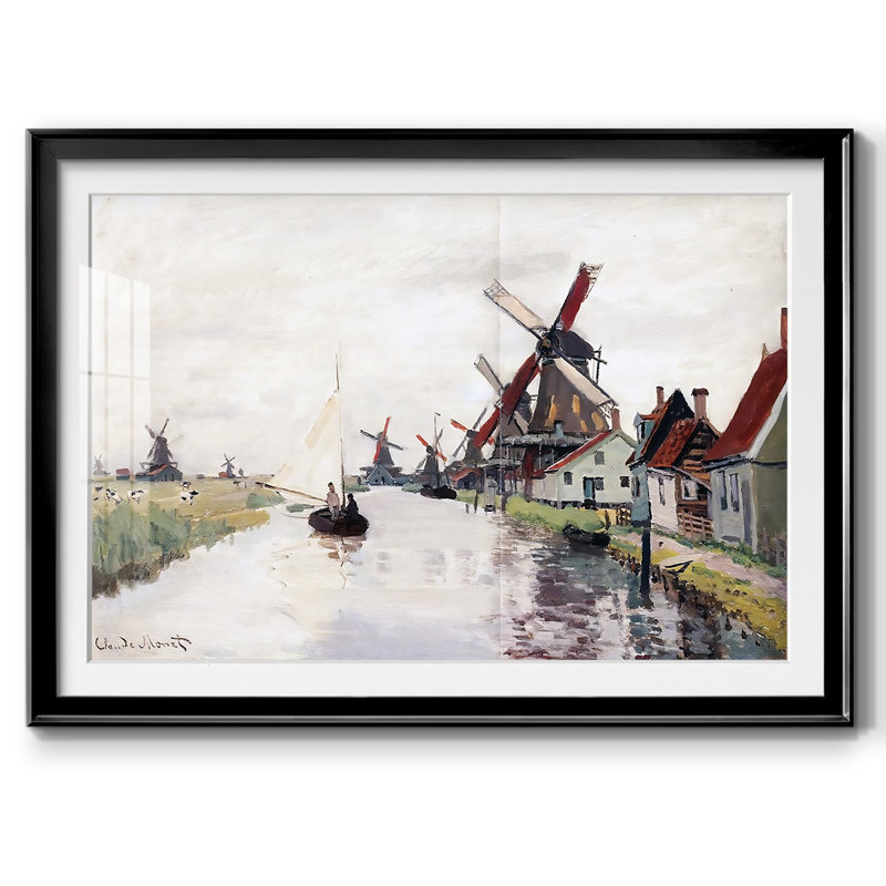 Moulins à vent aux Pays-Bas, 1871, Noir, H 19 po x l 27 po x P 1,5 po