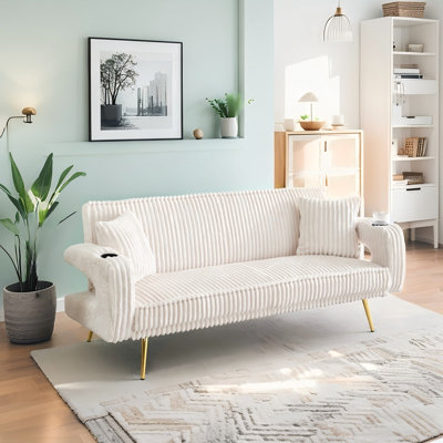 74.01" Corduroy Sofa Bed