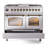 ILVE Nostalgie II Series 40 inch Dual Fuel Range with 6 Sealed Burners, Griddle (Glass Door)-99299491-99299494
