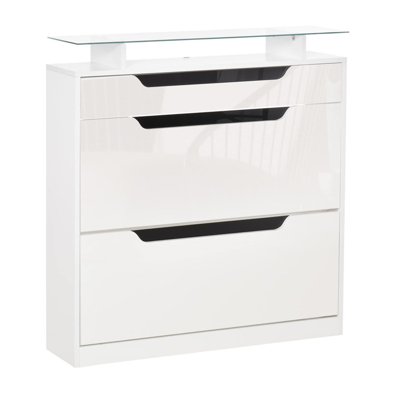 16 Pair Flip Down Shoe Storage, White