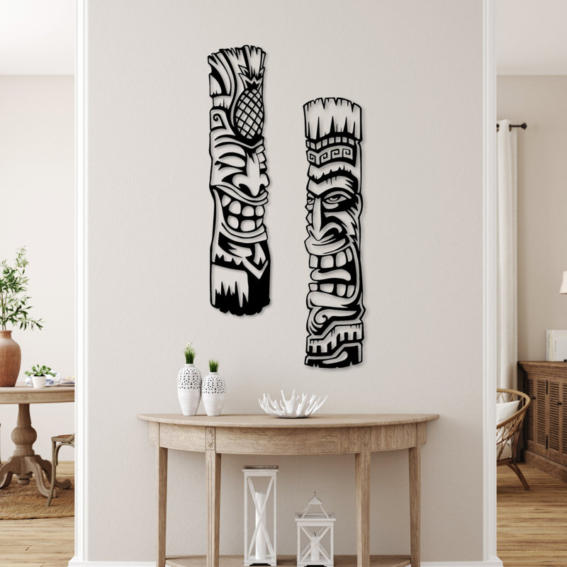 Élégant accessoire mural décoratif en métal (2 pièces), finition noire, 7,9 po x 33,1 po | Fabrication 100% métal, épaisseur: 0,06 po | Parfait pour la décoration intérieure et l'esthétique moderne, durable et élégant