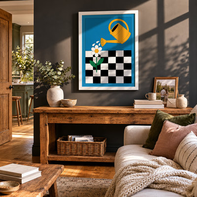 Watering Can Daisy Modern - Framed Print