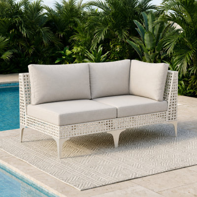 Ensemble de sièges d'extérieur moderne avec coussins, meubles de patio 2 pièces à tissage ouvert pour balcon, cour ou bord de piscine