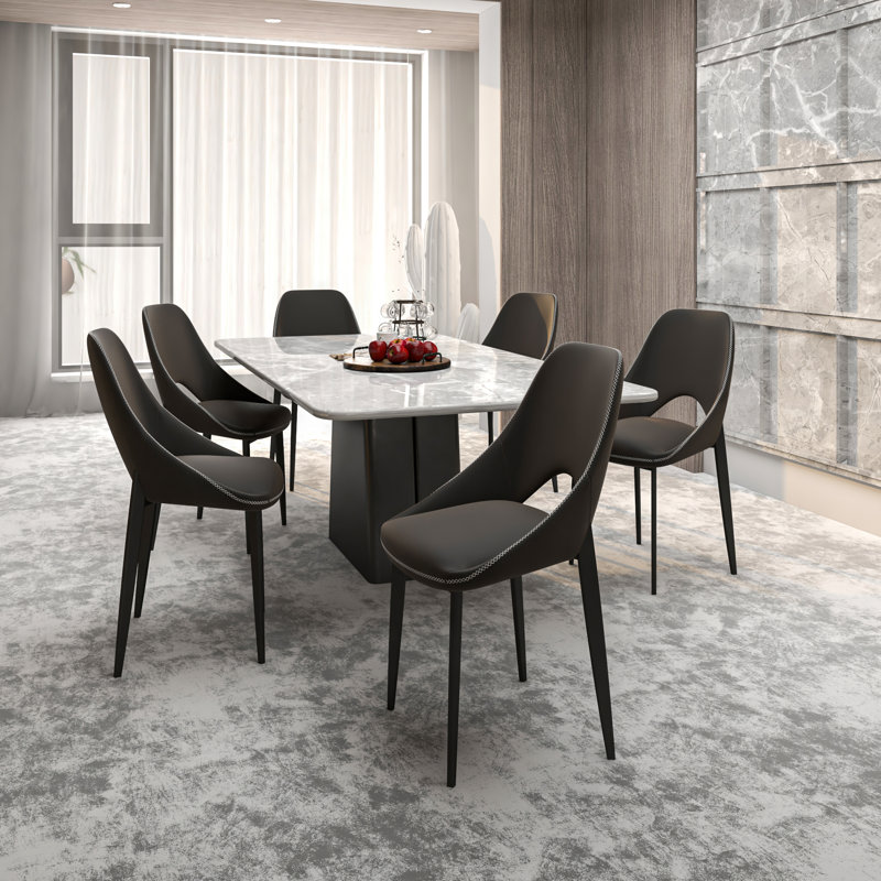 Newsom Modern Curved Open-Back Upholstered Dining Chair with Sturdy Iron Metal Legs, Heavy-Duty 440 lb. Weight Capacity - Perfect for Dining Room, Kitchen, or Vanity
