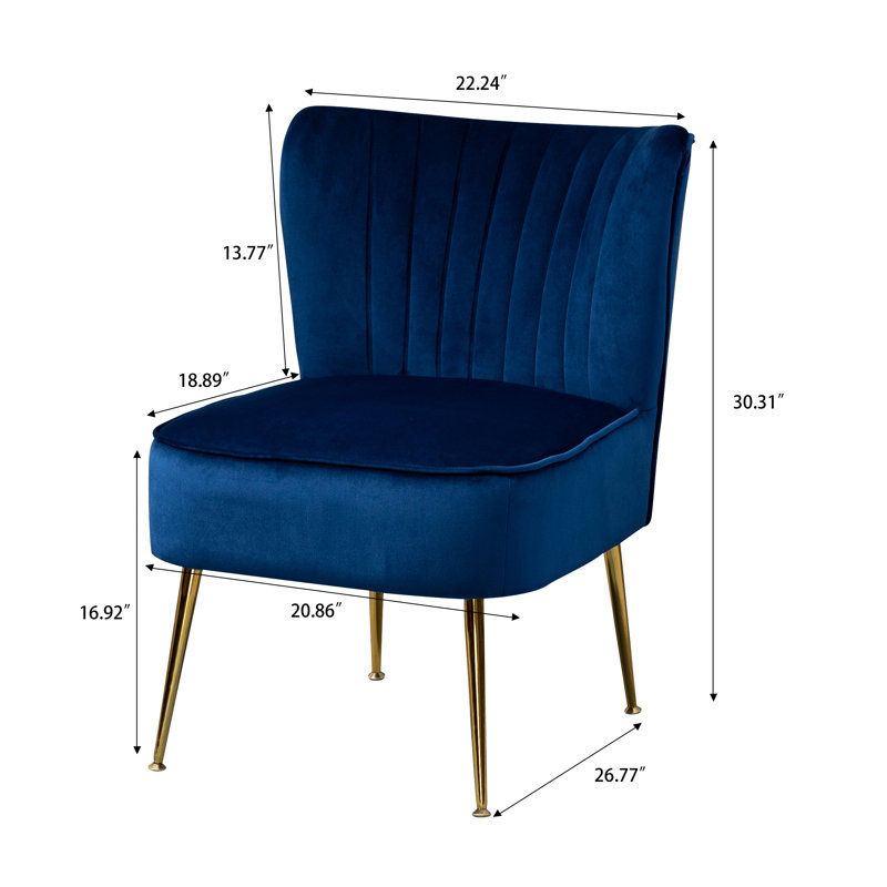 Brumm Velvet Side Chair, Blue
