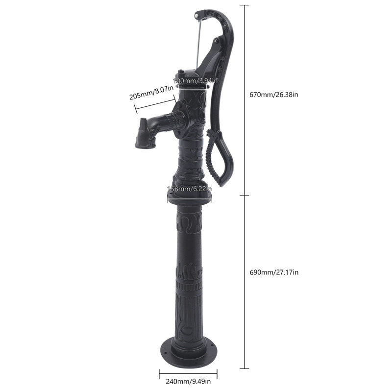 Pitcher Pump and Base Suction Range 19.69ft