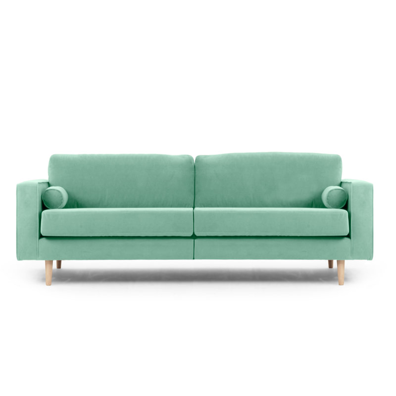 Boubacar 4 Seater Velvet Sofa, Dark Green, Brown