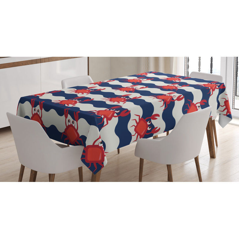 Crabs Dining Room Kitchen Tablecloth, 90" L x 60" W