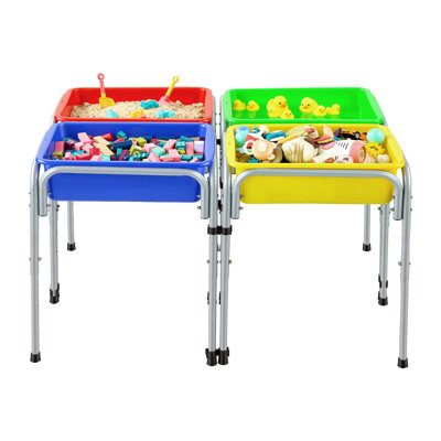 Table d'éveil sensorielle ajustable pour tout-petits avec bacs amovibles et structure en acier au carbone, grise