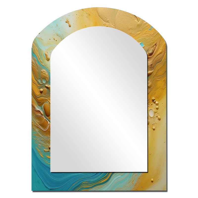 Golden Ocean Waves Turquoise Abstract VI, 34 po x 25 po