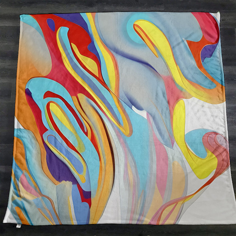 Throw Blanket, 68" W x 80" L, Marble/Abstract, Red/Blue/Yellow/Orange
