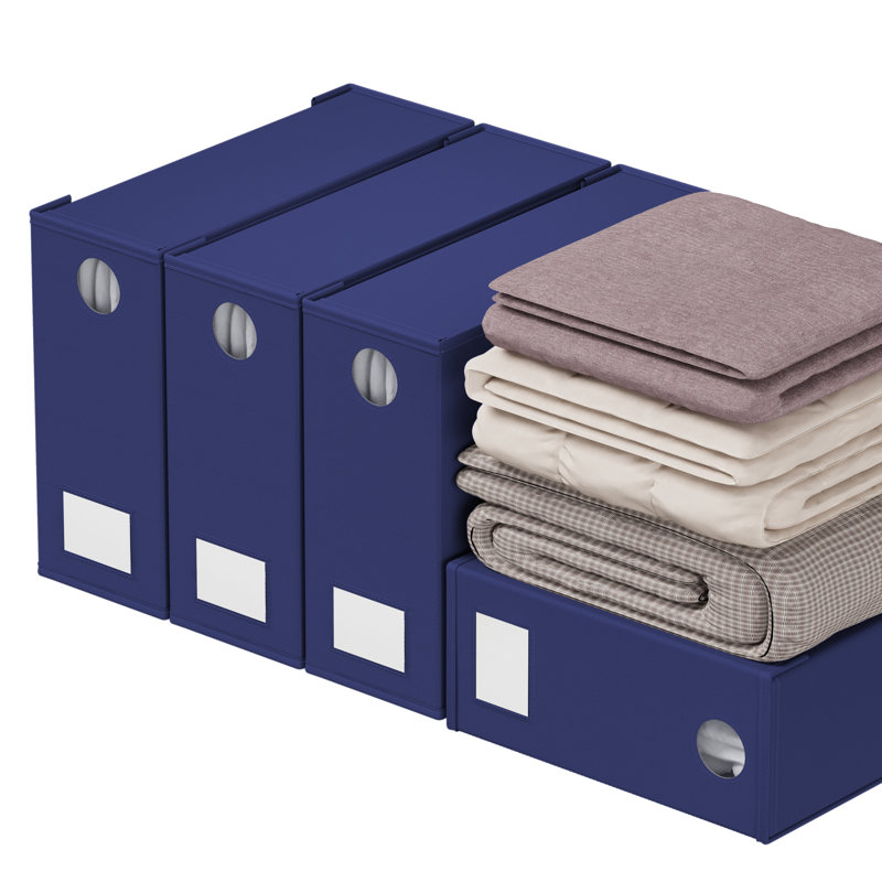 4-Pack Bed Sheet Organizers and Storage, Foldable Linen Closet Organizer, XL Sheet Set Folder Keeper with Window (Queen & King Size) Bedding Container