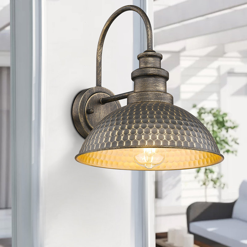 Outdoor Barn Light Fixture, 11.4 Inch Farmhouse Exterior Vintage Wall Mount Lighting, Anti-Rust Waterproof Industrial Outside Wall Sconces For House Porch Patio Garage Yard (Vintage Bronze, 2 Pack)