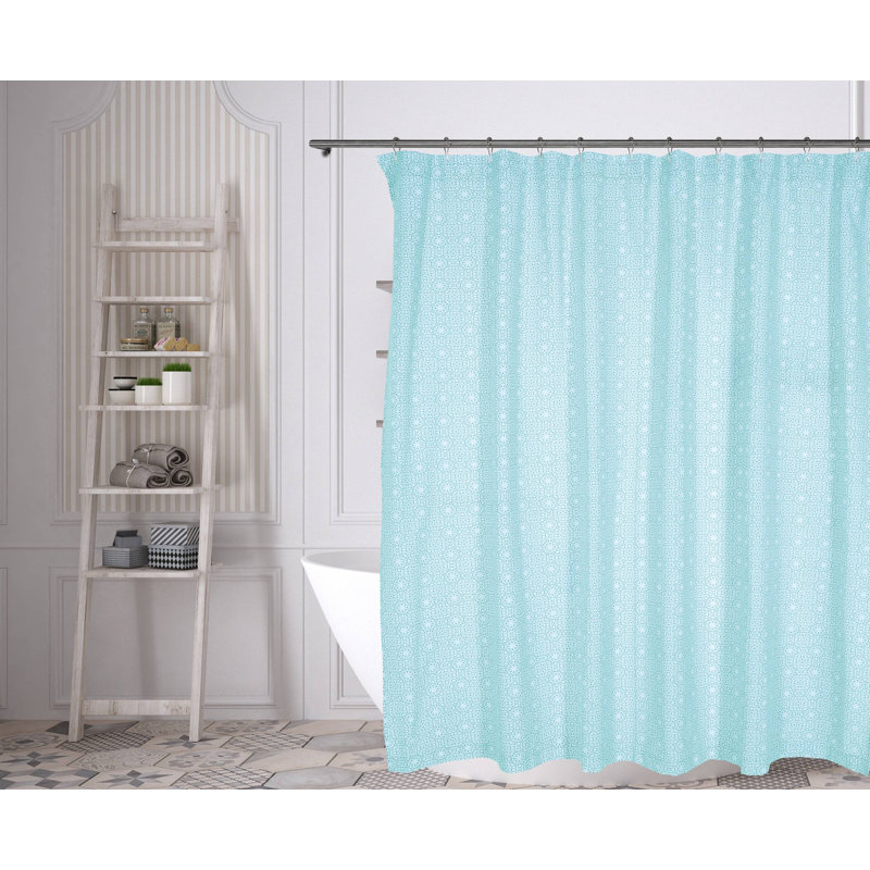 Rideau de douche simple 100% coton Spooner, Turquoise