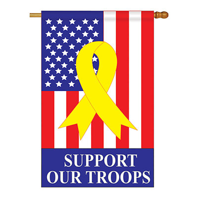 Soutien de nos troupes, 40 x 28 po de polyester patriotique à 2 côtés drapeau maison