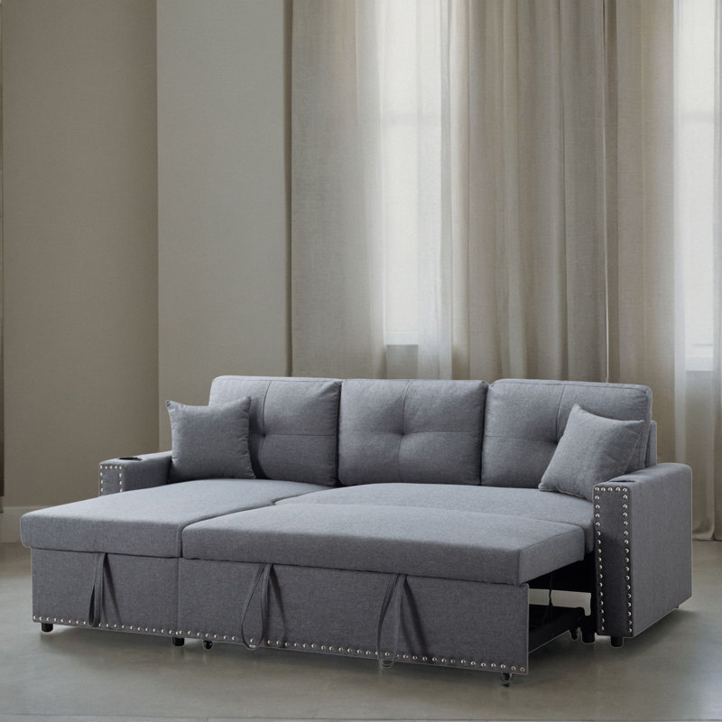 Canapé modulaire 2 pièces Arza, 100 % polyester gris clair