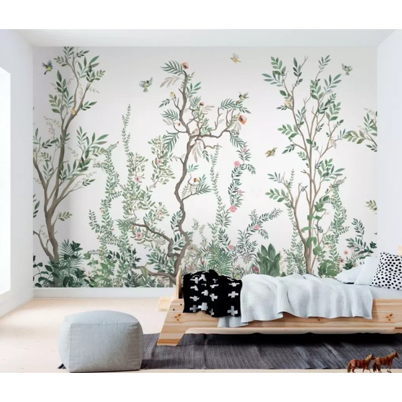 Adorable peinture murale mignonne à fleurs printanières, L 6,25 pi x l 9,33 pi