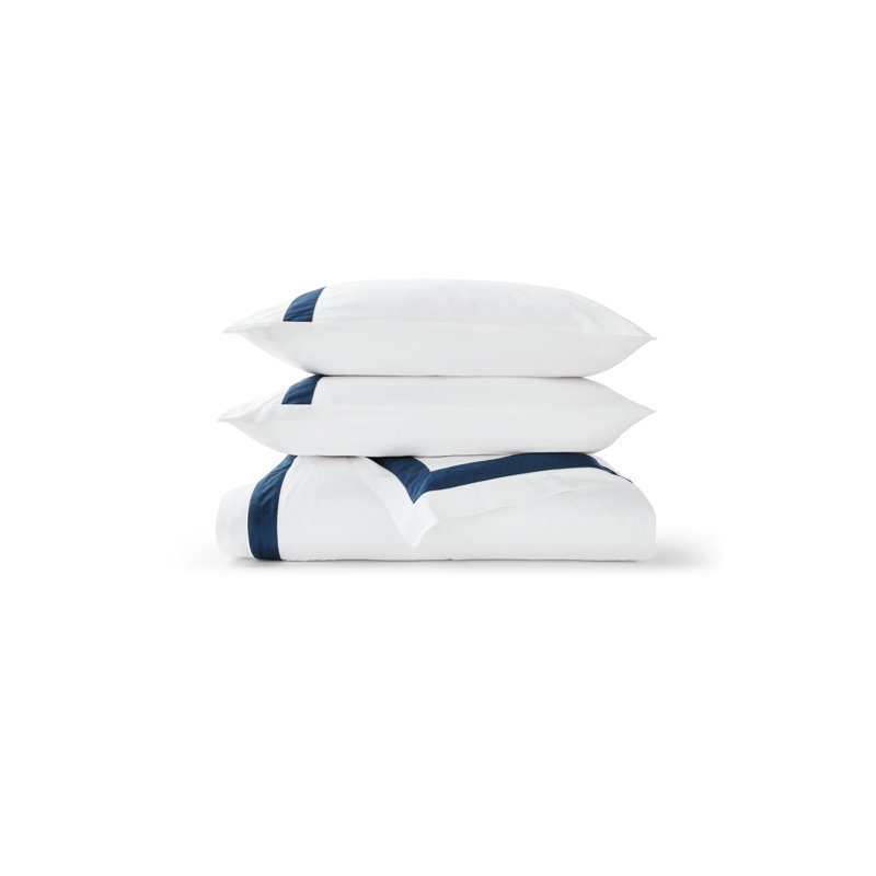 Balmoral Duvet Cover Set, King Duvet Cover + 2 Standard Pillowcases, White/Navy Blue