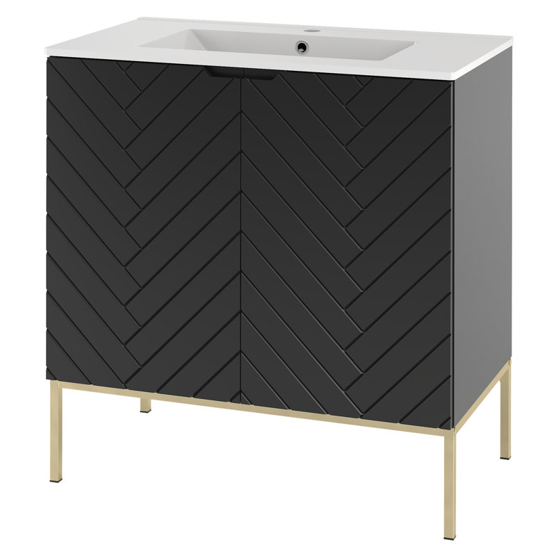 Braydi 81mm Bathroom Vanity with Basin, Black/Beige