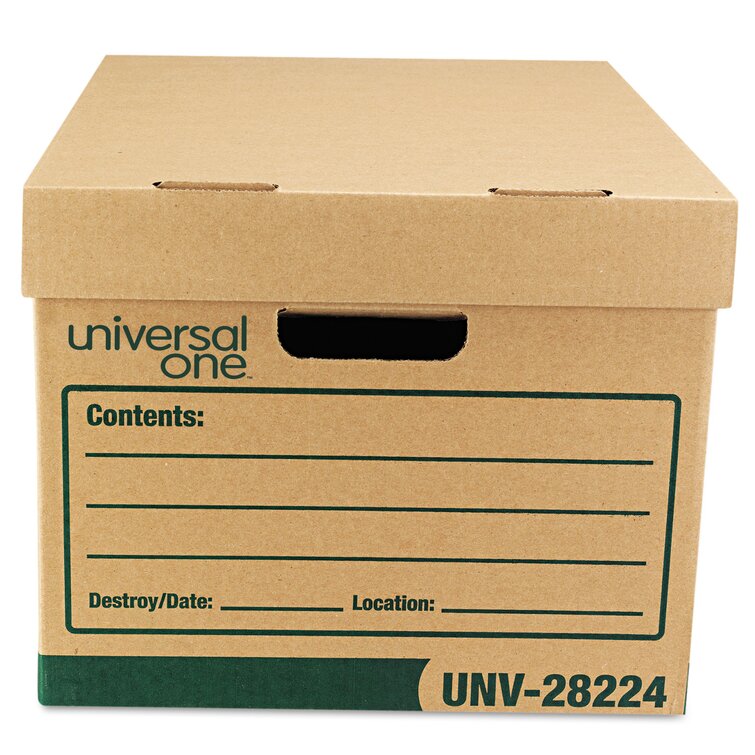 Recycled Record Storage Box, Letter, 12" x 15" x 10", Kraft, 12/Carton