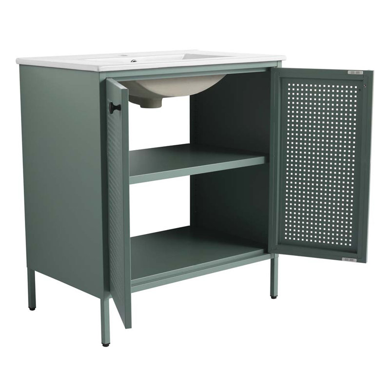 Meuble-lavabo simple 30,11 avec comptoir, Vert menthe