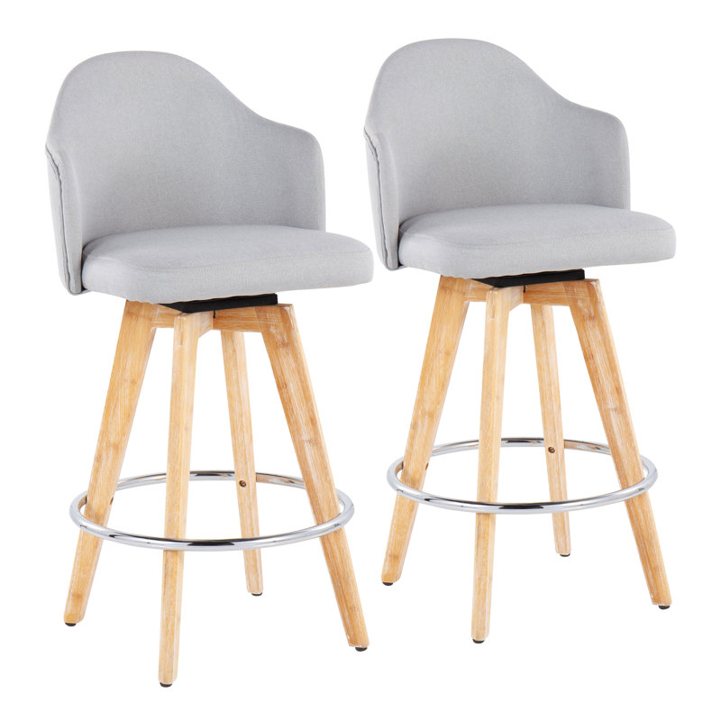 Tabouret de comptoir rembourré à hauteur fixe Murrieta, Gris clair