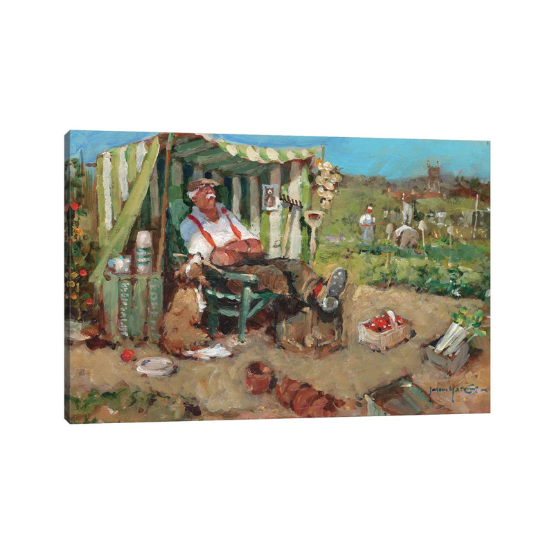Nap On The Allotment by John Haskins - Wrapped Canvas Painting