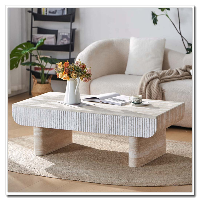 Table basse avec tiroir cannelé, table basse de salon