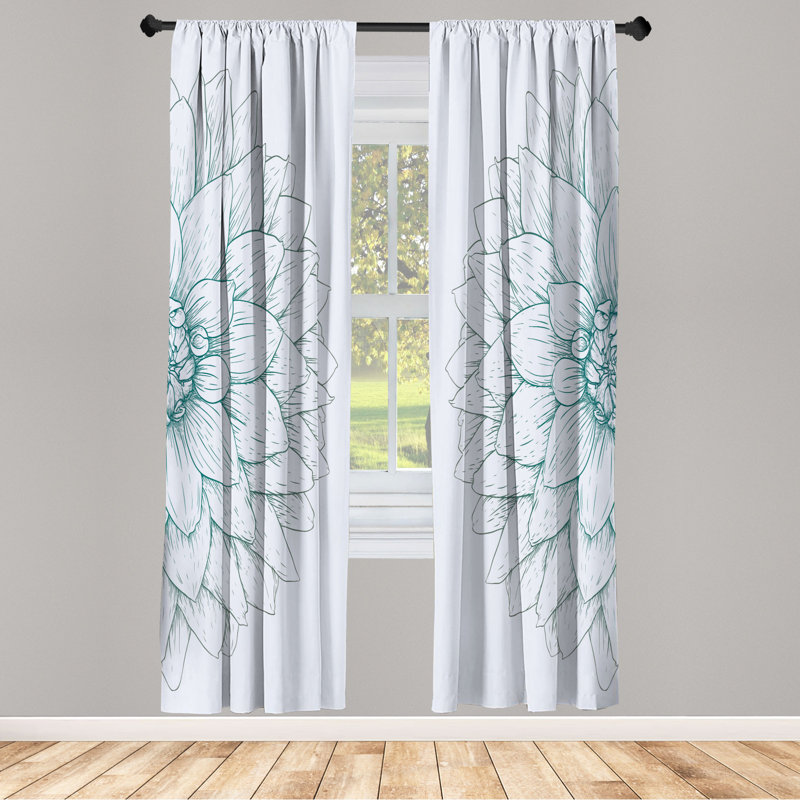 Microfiber Floral Semi-Sheer Rod Pocket Curtain Panels, 28" W x 84" L, Blue/Green