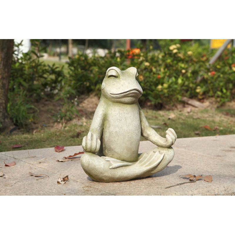 Zen Frog Polyresin Garden Statue in Lotus Position