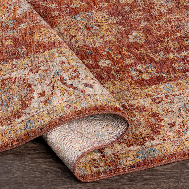 Tapis brun / bleu Allie, Rectangle 2 pi 7 po x 4 pi, Brun / Beige