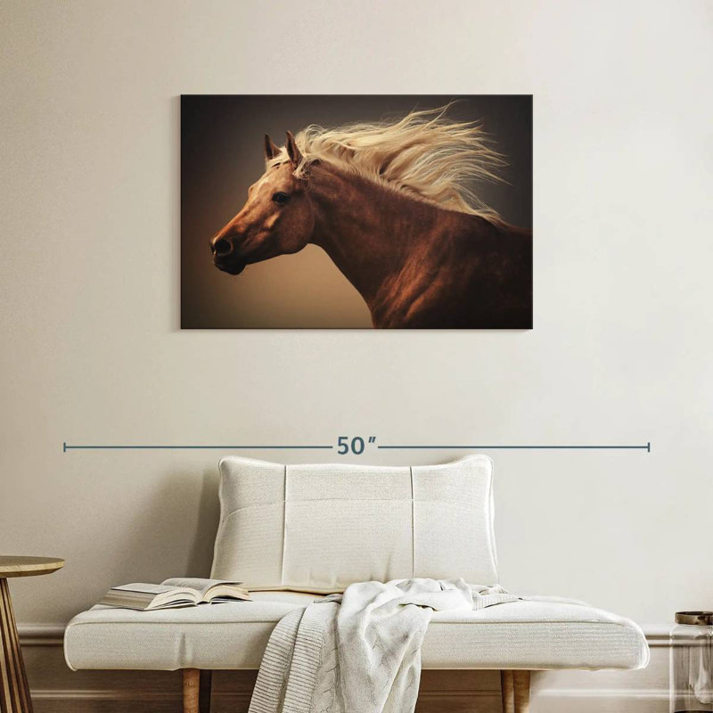 Cheval blond châtaignier, H 24 po x l 36 po