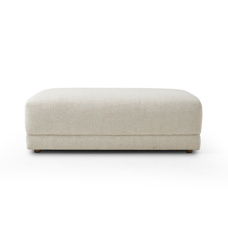 Repose-pieds de cocktail rectangulaire de 52 po de largeur Naples, Mélange de polyester crème