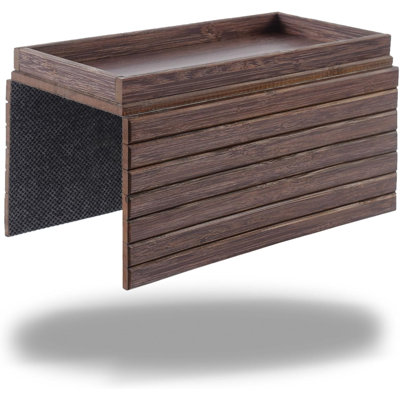 Bamboo Couch Cup Holder Tray, Flexible Couch arm Table, Anti-Spill Couch Accessories for Coffee,Drinks, Snacks, remotes, cellphones, Plates,Brown  Bam