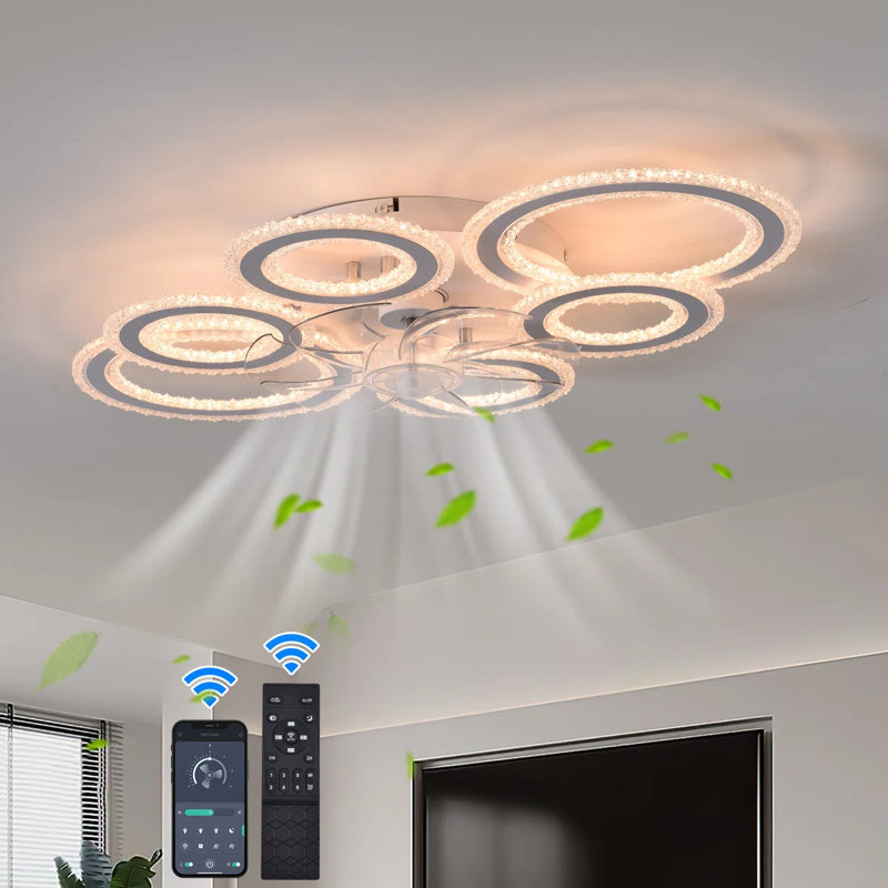 Elora 76cm LED Dimmable Reversible Flush Mount Ceiling Fan with Lights and Remote, White