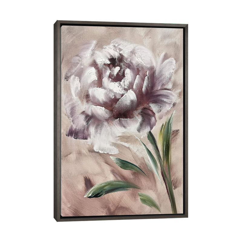 Fleur positive - reproduction d'art murale - toile encadrée, 60 po x 40 po, Toile avec cadre, Gris