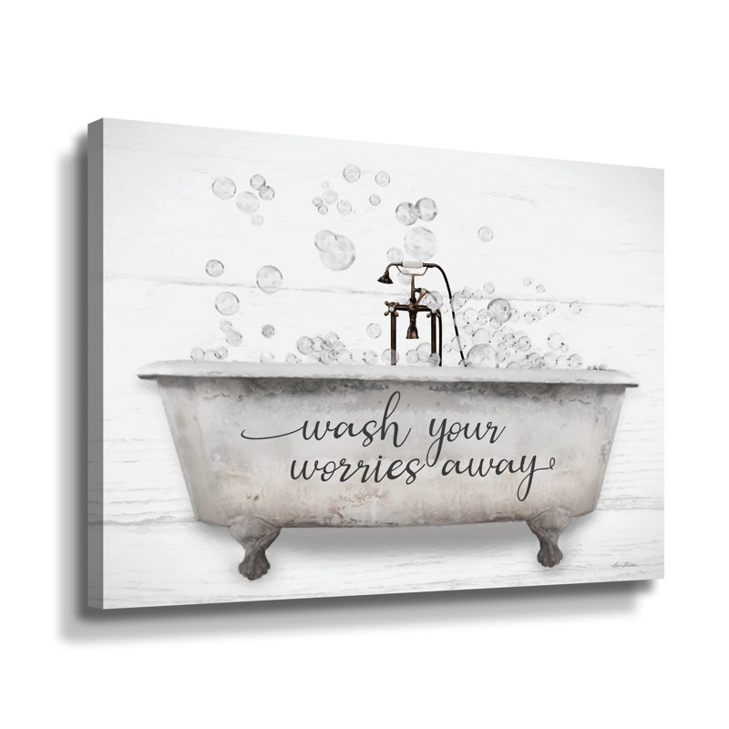 «Wash Your Worries Away Bathaign on Canvas» par Lori Deiter, impression, H 8 po x l 10 po x P 2 po, Toile tendue