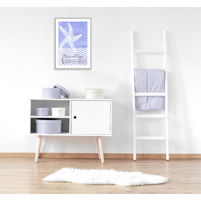 Adhésif décoratif «Mermaid Kisses», H 34,5 po x l 24,5 po x P 1,18 po, Encadré de boîte argent
