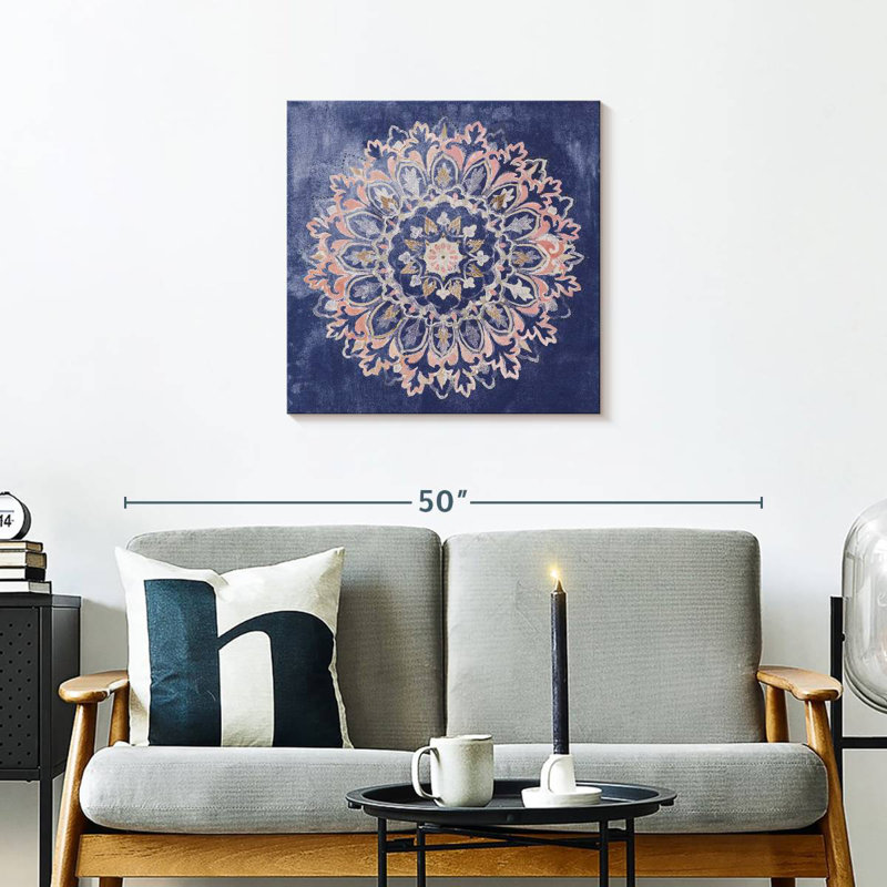 Mandala délice bleu marine, H 24 po x l 24 po