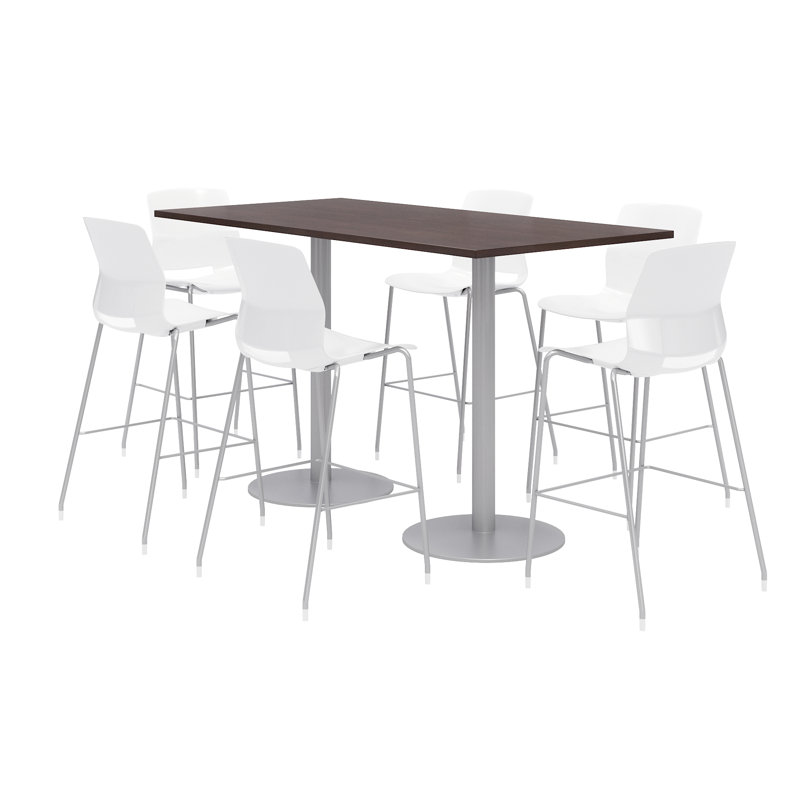Ensemble de table de salle à manger rectangulaire 72 "et chaise, Blanc, Espresso